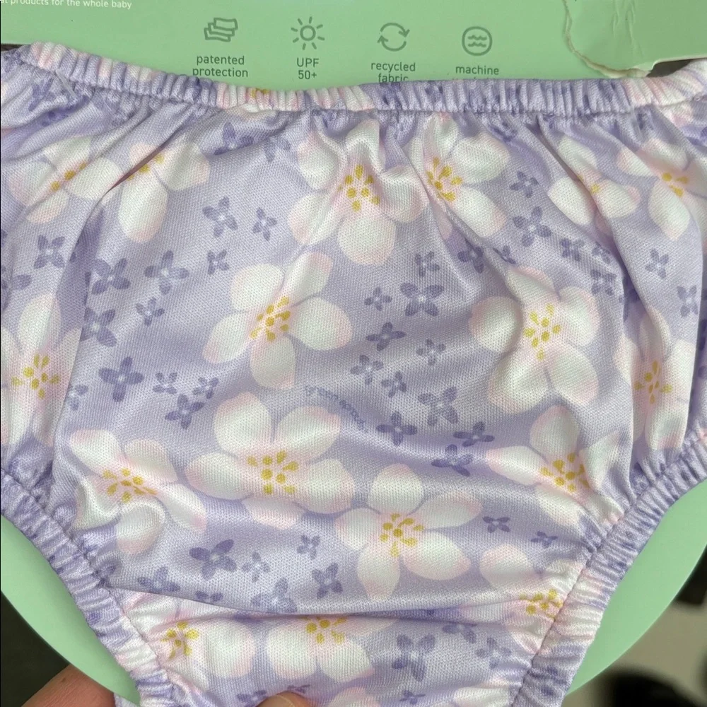 Reusable Pull-Up Swim Diaper - Lavender Blossom Floral 12 mo